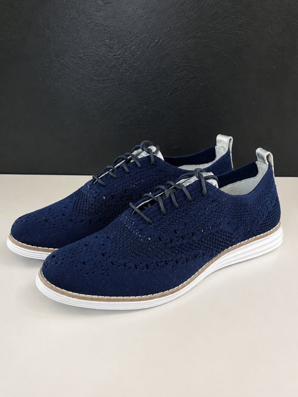 Cole Haan OriginalGrand Stitchlite Shoes Womens Size 7 Navy Wingtip Knit Oxford